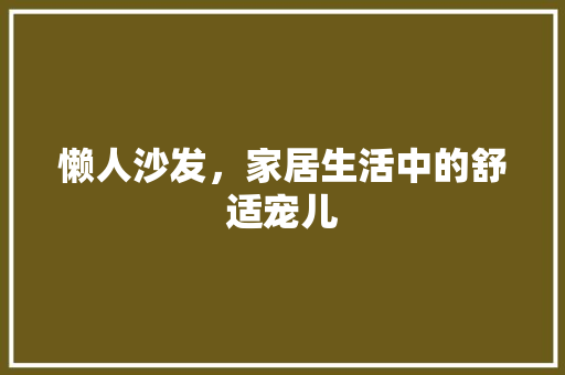 懒人沙发，家居生活中的舒适宠儿