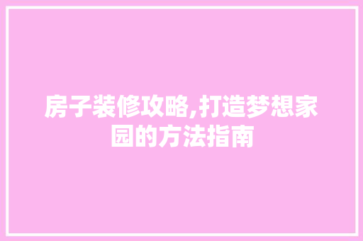 房子装修攻略,打造梦想家园的方法指南