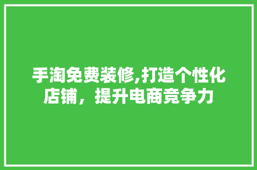 手淘免费装修,打造个性化店铺，提升电商竞争力