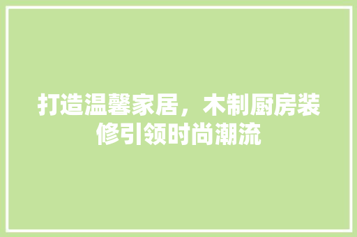 打造温馨家居，木制厨房装修引领时尚潮流