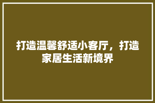 打造温馨舒适小客厅，打造家居生活新境界