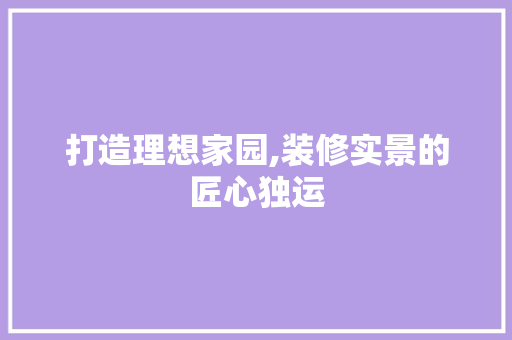 打造理想家园,装修实景的匠心独运