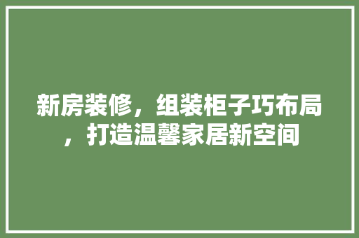 新房装修，组装柜子巧布局，打造温馨家居新空间