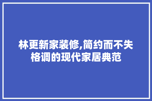 林更新家装修,简约而不失格调的现代家居典范