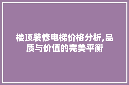 楼顶装修电梯价格分析,品质与价值的完美平衡
