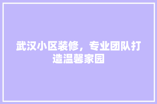 武汉小区装修，专业团队打造温馨家园