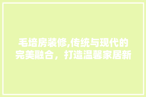 毛培房装修,传统与现代的完美融合，打造温馨家居新体验