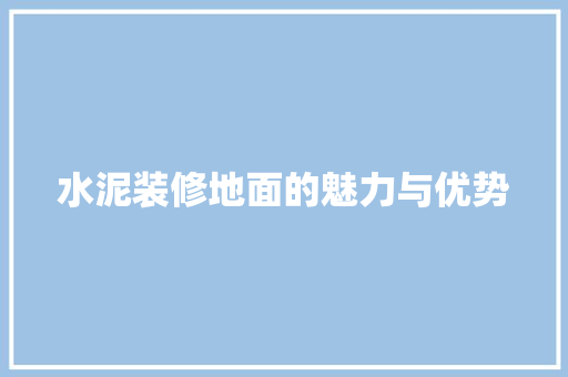 水泥装修地面的魅力与优势