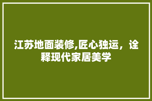 江苏地面装修,匠心独运，诠释现代家居美学