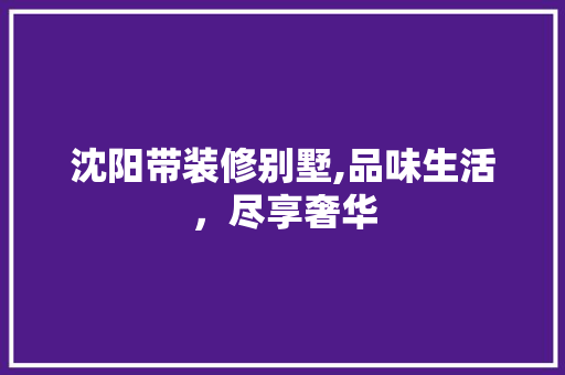 沈阳带装修别墅,品味生活，尽享奢华