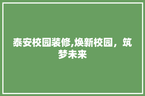 泰安校园装修,焕新校园，筑梦未来