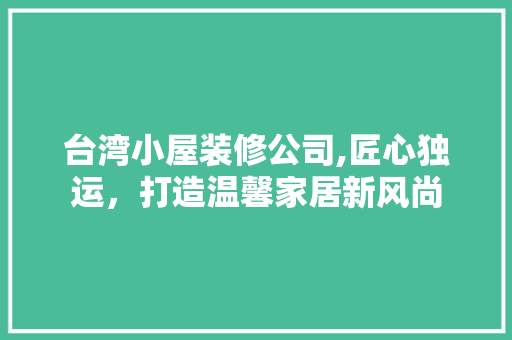 台湾小屋装修公司,匠心独运，打造温馨家居新风尚