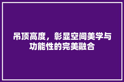 吊顶高度，彰显空间美学与功能性的完美融合