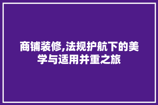 商铺装修,法规护航下的美学与适用并重之旅