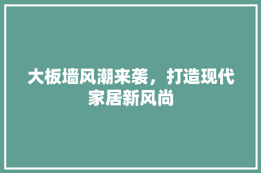 大板墙风潮来袭，打造现代家居新风尚