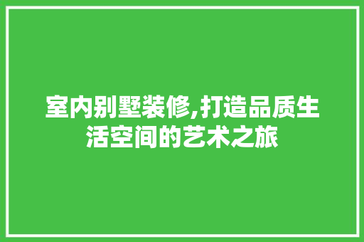 室内别墅装修,打造品质生活空间的艺术之旅