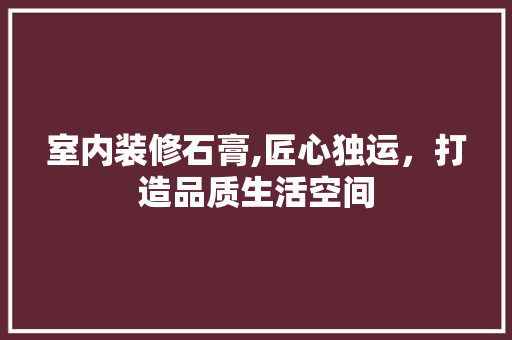 室内装修石膏,匠心独运，打造品质生活空间