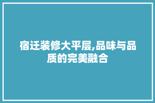 宿迁装修大平层,品味与品质的完美融合
