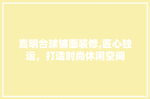 嵩明台球铺面装修,匠心独运，打造时尚休闲空间