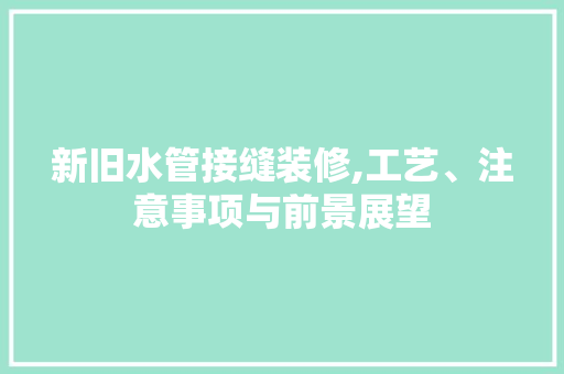 新旧水管接缝装修,工艺、注意事项与前景展望