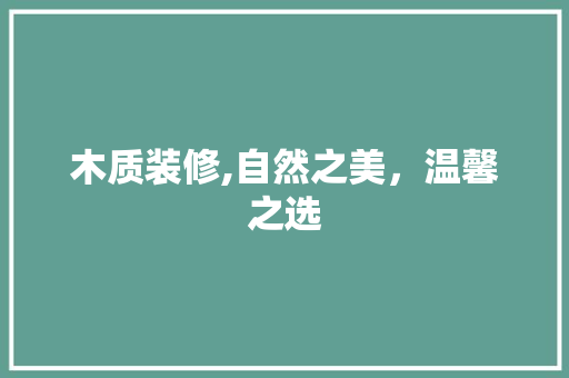 木质装修,自然之美，温馨之选