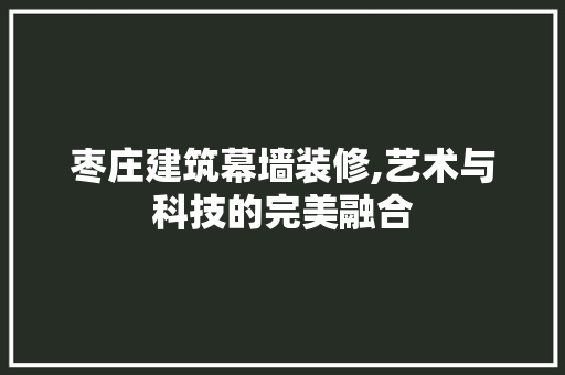 枣庄建筑幕墙装修,艺术与科技的完美融合