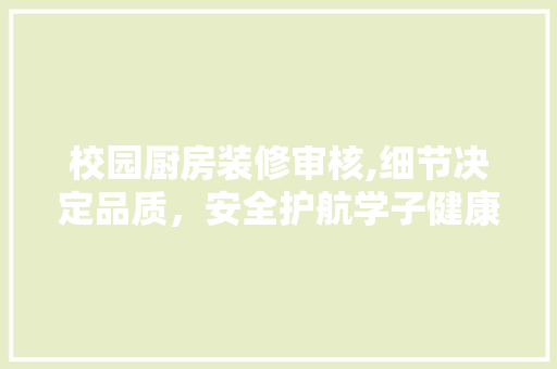 校园厨房装修审核,细节决定品质，安全护航学子健康