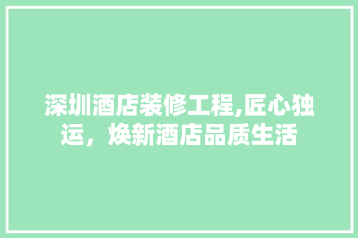 深圳酒店装修工程,匠心独运，焕新酒店品质生活