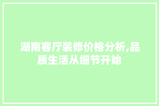 湖南客厅装修价格分析,品质生活从细节开始