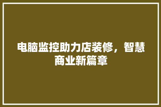 电脑监控助力店装修，智慧商业新篇章