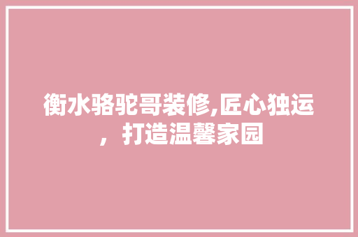衡水骆驼哥装修,匠心独运，打造温馨家园