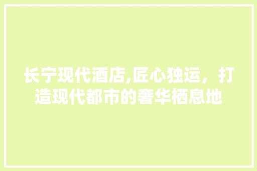 长宁现代酒店,匠心独运，打造现代都市的奢华栖息地