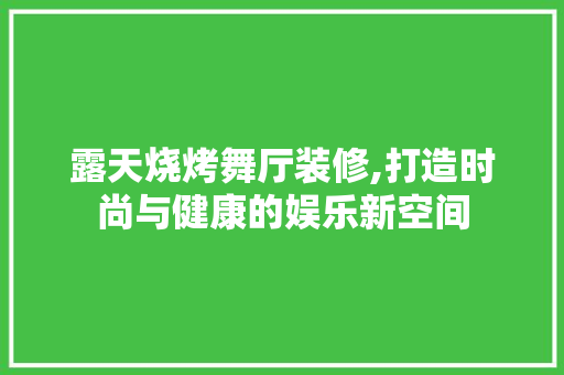 露天烧烤舞厅装修,打造时尚与健康的娱乐新空间