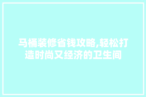 马桶装修省钱攻略,轻松打造时尚又经济的卫生间