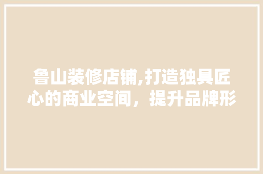 鲁山装修店铺,打造独具匠心的商业空间，提升品牌形象与竞争力