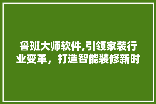 鲁班大师软件,引领家装行业变革，打造智能装修新时代
