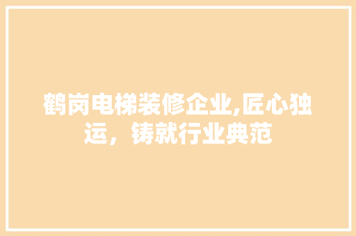 鹤岗电梯装修企业,匠心独运，铸就行业典范