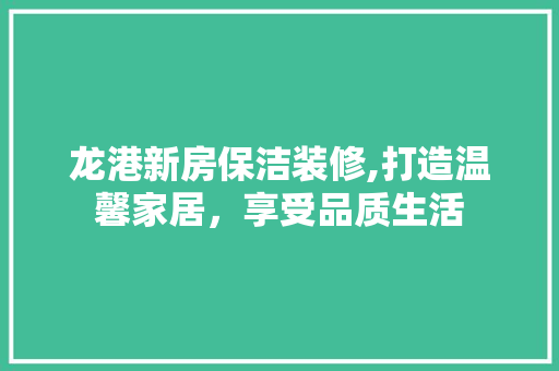 龙港新房保洁装修,打造温馨家居，享受品质生活
