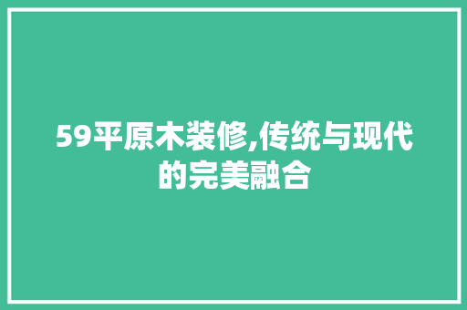 59平原木装修,传统与现代的完美融合