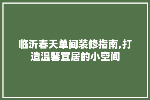 临沂春天单间装修指南,打造温馨宜居的小空间