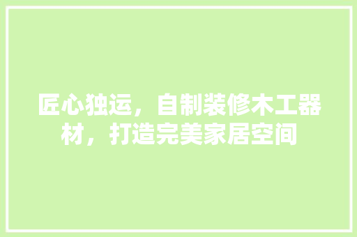 匠心独运，自制装修木工器材，打造完美家居空间