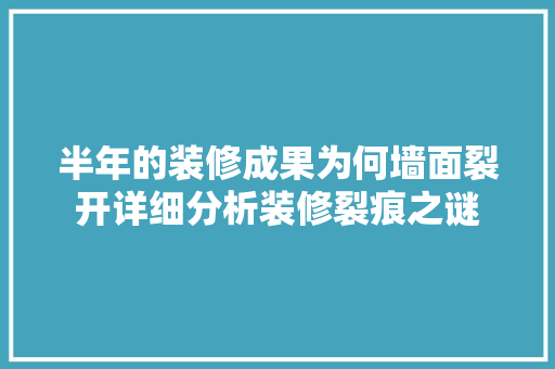 半年的装修成果为何墙面裂开详细分析装修裂痕之谜