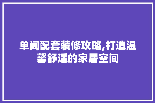 单间配套装修攻略,打造温馨舒适的家居空间