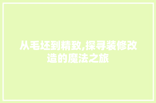 从毛坯到精致,探寻装修改造的魔法之旅