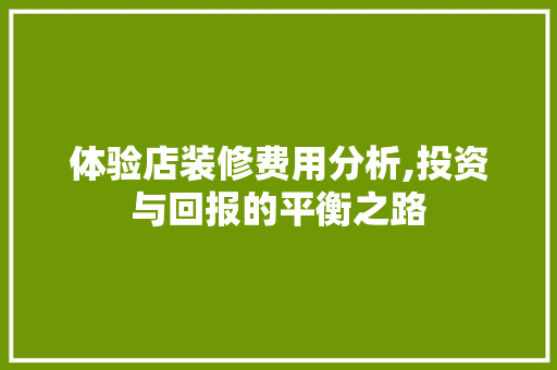 体验店装修费用分析,投资与回报的平衡之路