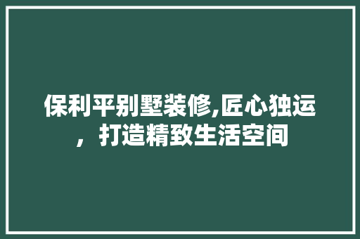 保利平别墅装修,匠心独运，打造精致生活空间