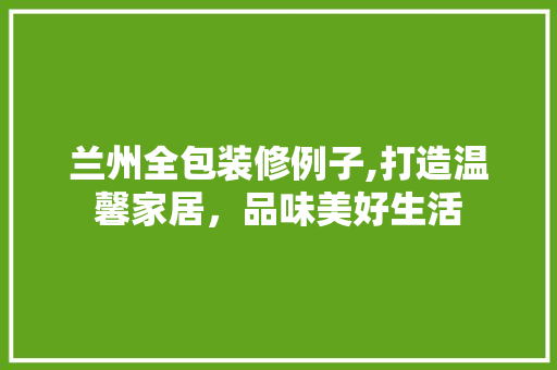 兰州全包装修例子,打造温馨家居，品味美好生活