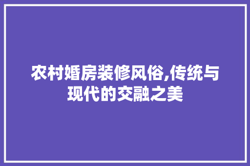 农村婚房装修风俗,传统与现代的交融之美