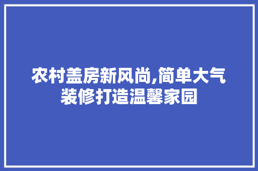农村盖房新风尚,简单大气装修打造温馨家园