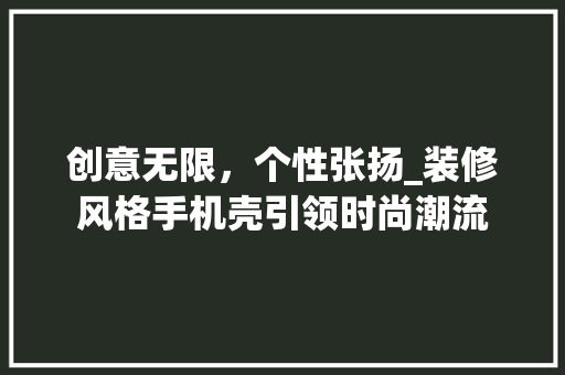 创意无限，个性张扬_装修风格手机壳引领时尚潮流